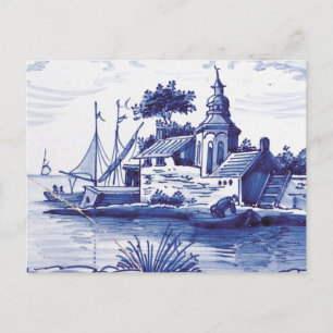 Niederländische traditionelle blaue Fliese Postkarte