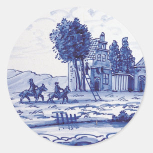 Niederländische traditionelle blaue Fliese Runder Aufkleber