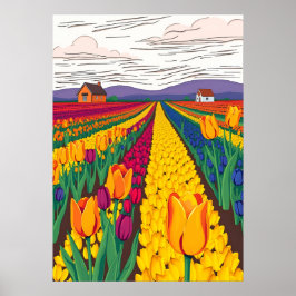Niederländische Tulip Fields in Bloom Poster