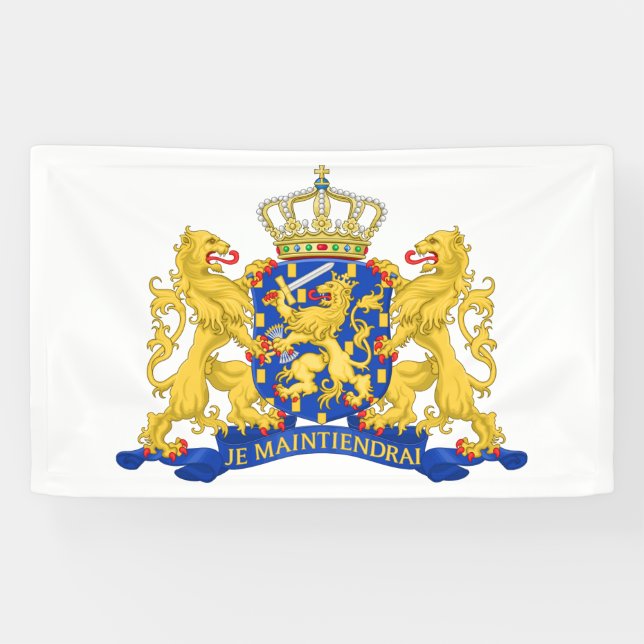 Niederländische Wappen auf weißer Bühne Banner (Horizontal)
