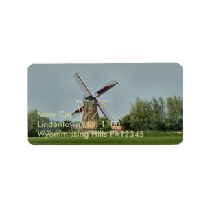 Niederländische Windmühle #1 Adressaufkleber