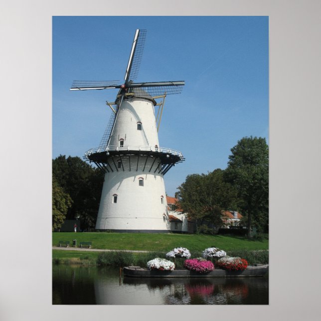 Niederländische Windmühle in Zeeland, Holland, Fot Poster (Vorne)