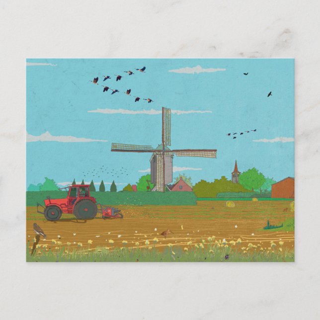 Niederländische Windmühle Landschaft Niederlande Feiertagspostkarte (Vorderseite)