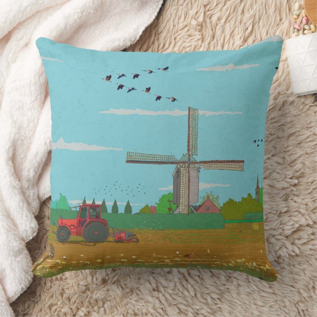 Niederländische Windmühle Landschaft Niederlande Kissen (Decke)