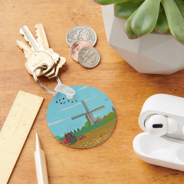 Niederländische Windmühle Landschaft Niederlande Schlüsselanhänger (Schreibtisch)