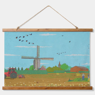 Niederländische Windmühle Landschaft Niederlande Wandteppich Mit Holzrahmen