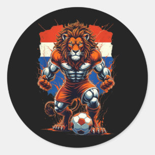 Niederländischer Fußball Fan Vintage Löwe Tier Kun Runder Aufkleber