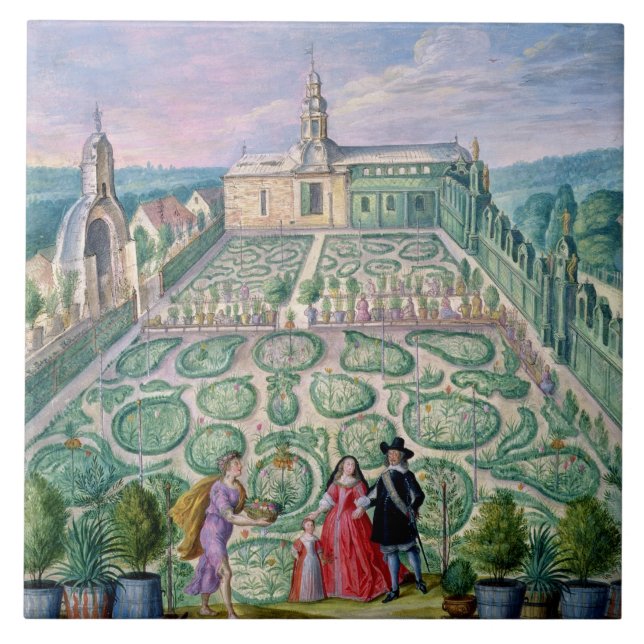 Niederländischer Garten, 1650 (w/c auf Papier) Fliese (Vorderseite)