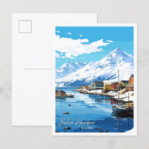 Niederländischer Hafen Alaska Vintage Reise Illust Postkarte