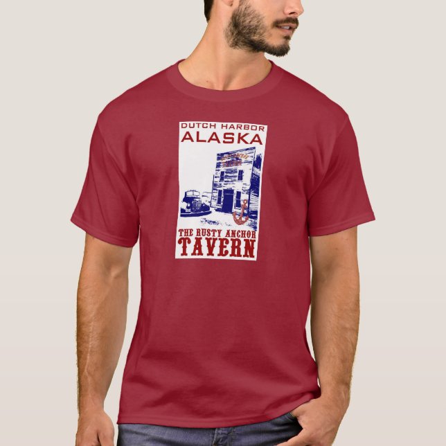 Niederländischer Hafen-rostige Anker-Taverne T-Shirt (Vorderseite)