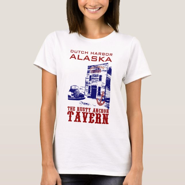 Niederländischer Hafen-rostige Anker-Taverne T-Shirt (Vorderseite)