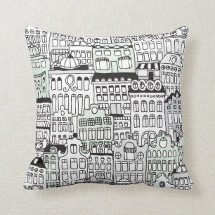 Niederländisches Amsterdam-Illustrations-Heimmuste Kissen
