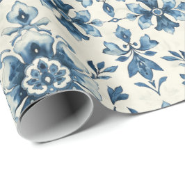 Niederländisches florales Geschenkpapier mit Delft