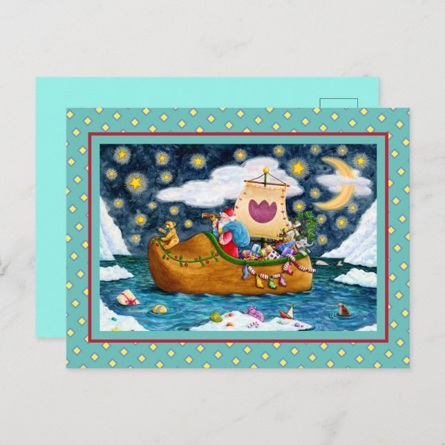 NIEDERLÄNDISCHES SCHUHSCHIFF, EISBERGE, WALE, TEDD FEIERTAGSPOSTKARTE (Vorne/Hinten)