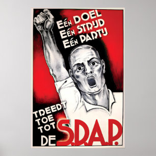 Niederländisches Wahlplakat SDAP Ein Ziel, Kampf Poster
