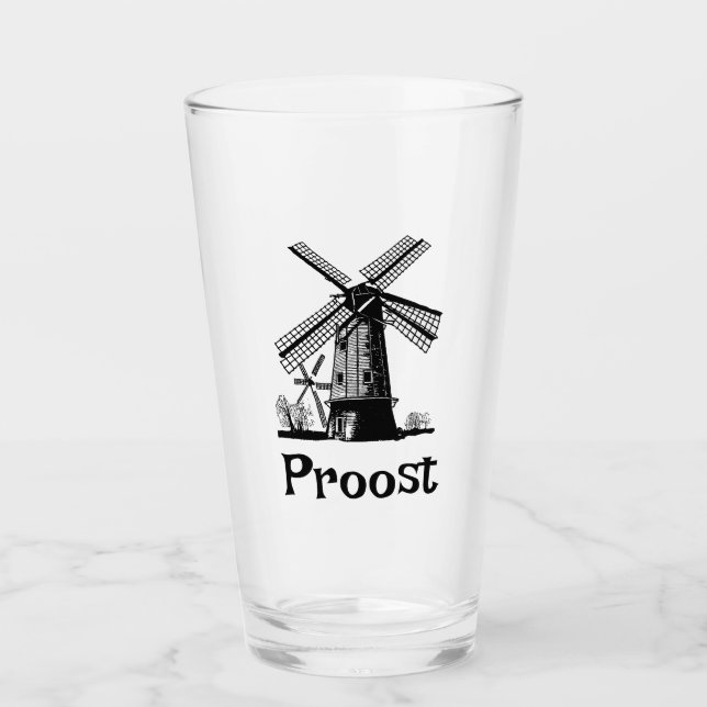 Niederländisches Windmühlen-Design Glas (Vorderseite)