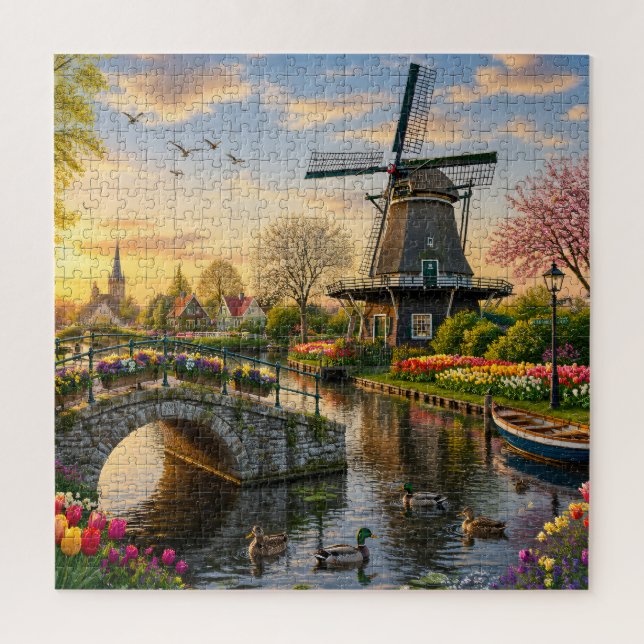 Niederländisches Windmühlenkanal-Puzzle Puzzle (Vertikal)