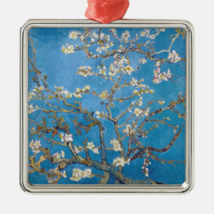 Niederlassungen mit Mandel-Blüten-van Gogh Gemälde Silbernes Ornament