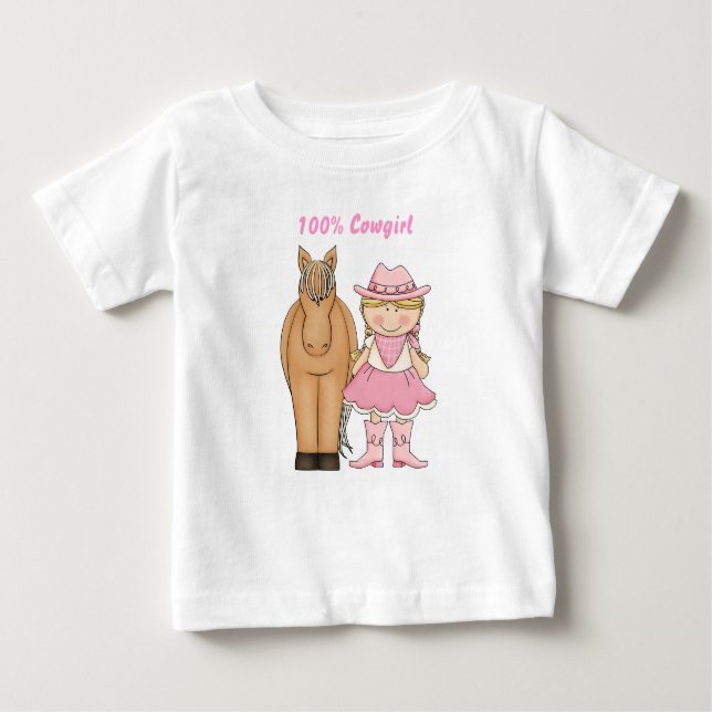 Niedlich 100% Cowgirl und Horse Baby T - Shirt (Vorderseite)
