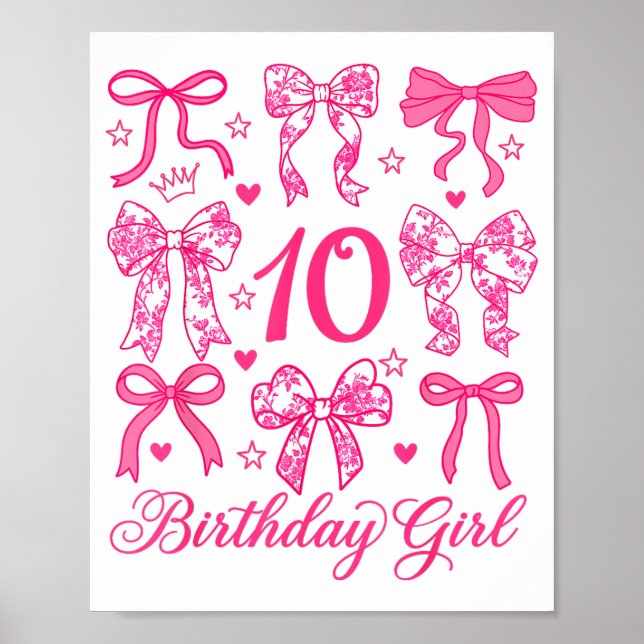 Niedlich 10 Geburtstag Coquette-Bogen 10. Geburtst Poster (Vorne)