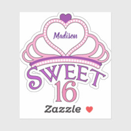 Niedlich 16 . Geburtstag Birthday Girl Custom Tiar Aufkleber