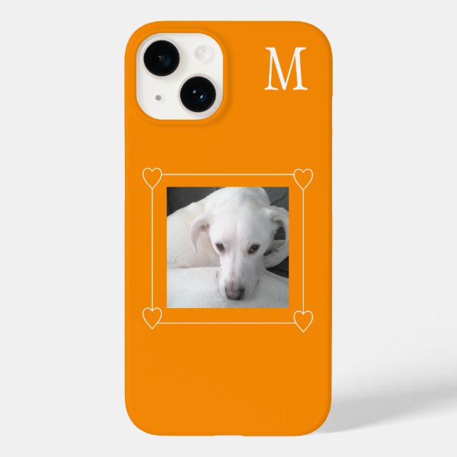 Niedlich 1 Foto Hund Single Initial Orange Case-Mate iPhone Hülle (Rückseite)