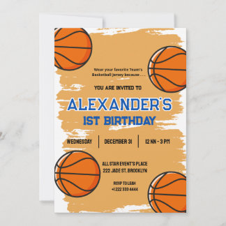 Niedlich 1. Geburtstag Basketball Bash Einladung
