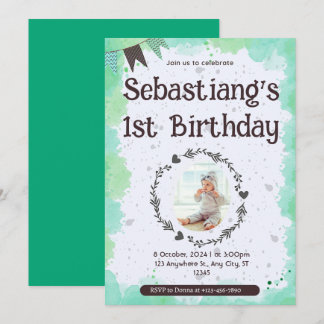 Niedlich 1. Geburtstag Einladung