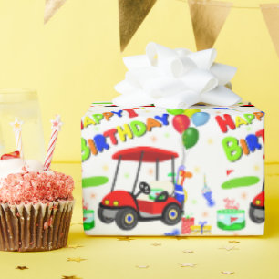 Niedlich 1. Geburtstag Red Golf Cart Boy's Geschenkpapier