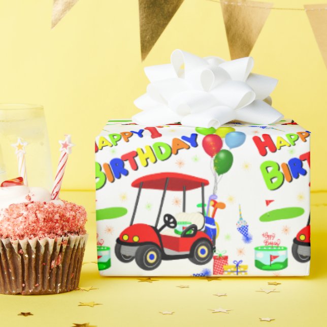 Niedlich 1. Geburtstag Red Golf Cart Boy's Geschenkpapier (Geburtstagsparty)