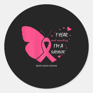 Niedlich 1 Jahr Brustkrebs - Gratis Pink Survivor Runder Aufkleber