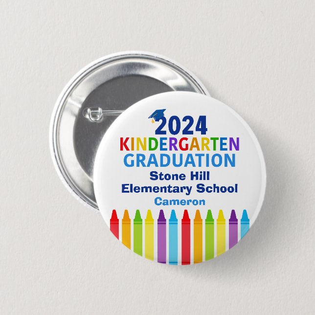 Niedlich 2024 Kindergarten-Abschluss individuell a Button (Vorne & Hinten)