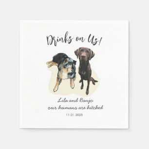 Niedlich 2 Haustiere Hund Personalisiert Hochzeit Serviette