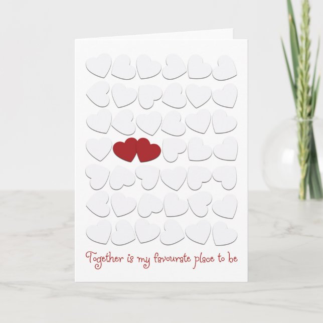 Niedlich 2 Herzen am Valentinstag Karte (Vorderseite)