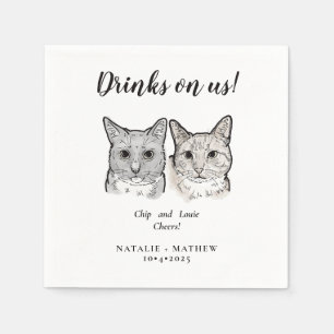 Niedlich 2 Katzen Cheers Drinks auf unserer Hochze Serviette