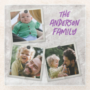 Niedlich 3 Foto-Bilderrahmen mit Texten Glasuntersetzer