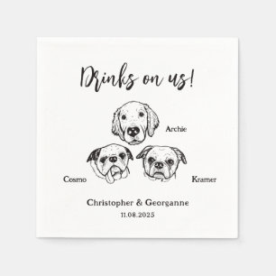 Niedlich 3 Hunde Haustiere Getränke bei Hochzeiten Serviette