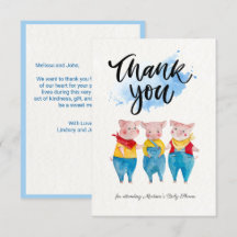 Niedlich 3 kleine Schweine Babydusche Danke Karte