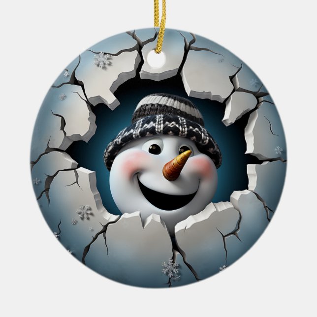 Niedlich 3D Snowman Xmas Keramik Ornament (Vorne)
