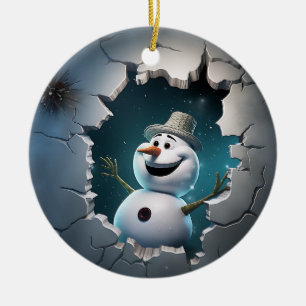 Niedlich 3D Snowman Xmas Keramik Ornament