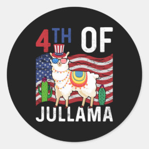 Niedlich 4. Juli Patriotic Llama 4. Juli Geschenk Runder Aufkleber