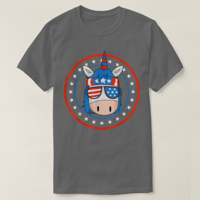 Niedlich 4. Juli Unicorn American Flag Patriotic T-Shirt (Design vorne)