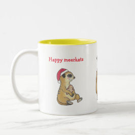 Niedlich 4 Meerkats Weihnachtsfeiertag Kaffee Kaka Zweifarbige Tasse