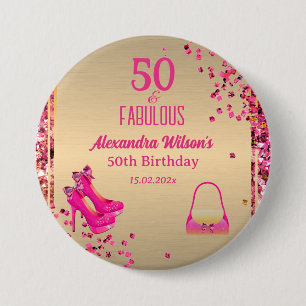 Niedlich 50& fabelhafte High Heels Gold Hot Pink G Button