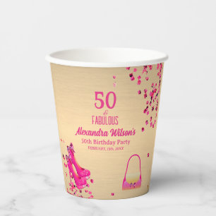 Niedlich 50& fabelhafte High Heels Gold Hot Pink G Pappbecher