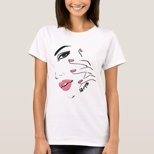 Niedlich 50 & Fabulous Fashion Face Woman T-Shirt (Vorderseite)