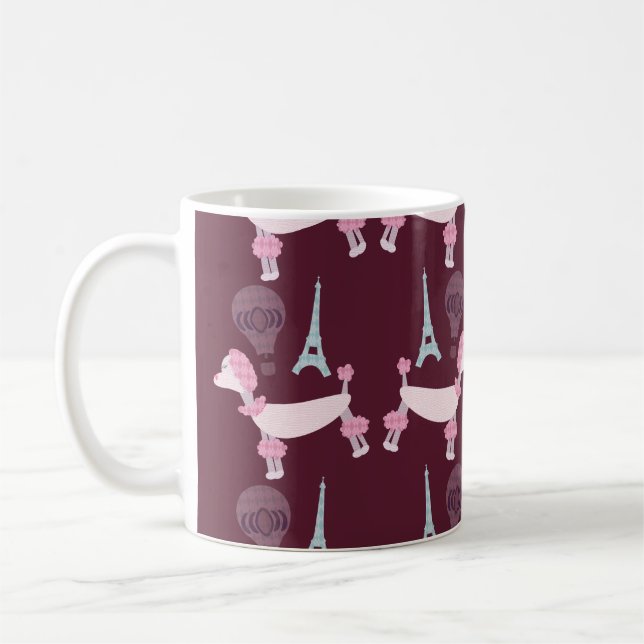 Niedlich 50 Paris-Poodle-Muster Kaffeetasse (Links)
