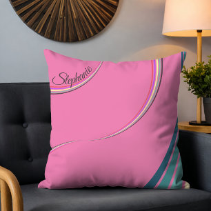 Niedlich 70er Retro Chic Streifen Personalisiert r Kissen