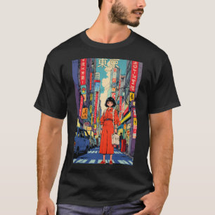 Niedlich 80er Retro Anime Girl Tokio Japan Vintag T-Shirt