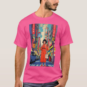 Niedlich 80er Retro Anime Girl Tokio Japan Vintag T-Shirt